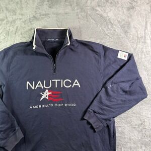 Nautica America's Cup 2003 Pullover Half Zip Sweatshirt Navy Blue L